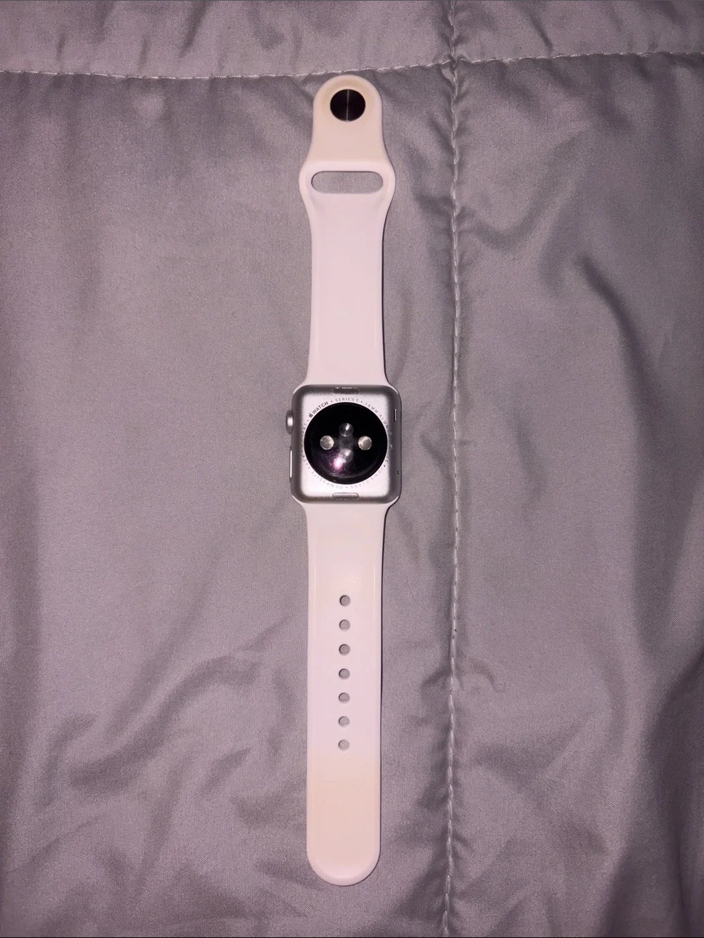 Apple Watch Series 1 (Aluminum, 38 mm) with White Silicone Band